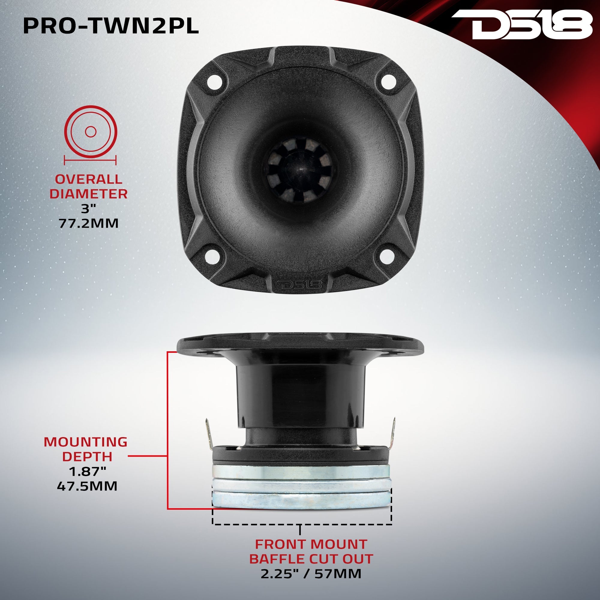 3" High Compression Neodymium Hybrid Driver/Tweeter 100 Watts 1" Polyester 4-Ohm Vc - DS18