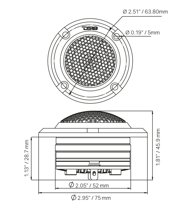 3" High Compression Neodymium Hybrid Driver/Tweeter 140 Watts 1" Pen 4-Ohm Vc - DS18