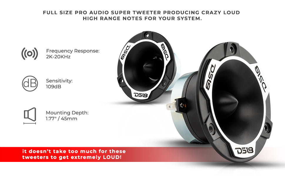 4" High Compression Neodymium Tweeter | 150W RMS 1.25 " Polyimide 4-Ohm Vc - DS18