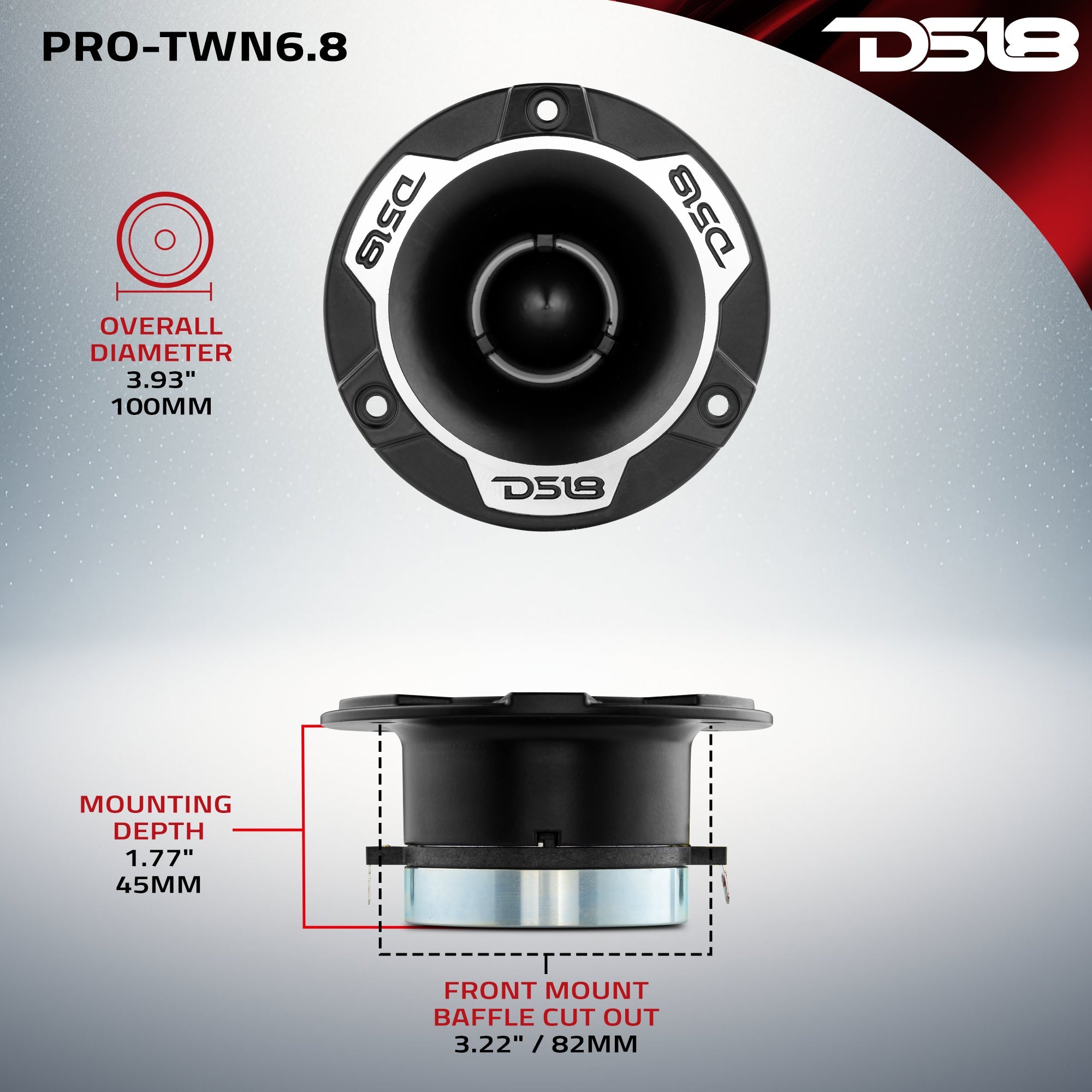 4" High Compression Neodymium Tweeter | 150W 1.25" Polyimide 8-Ohm Vc - DS18