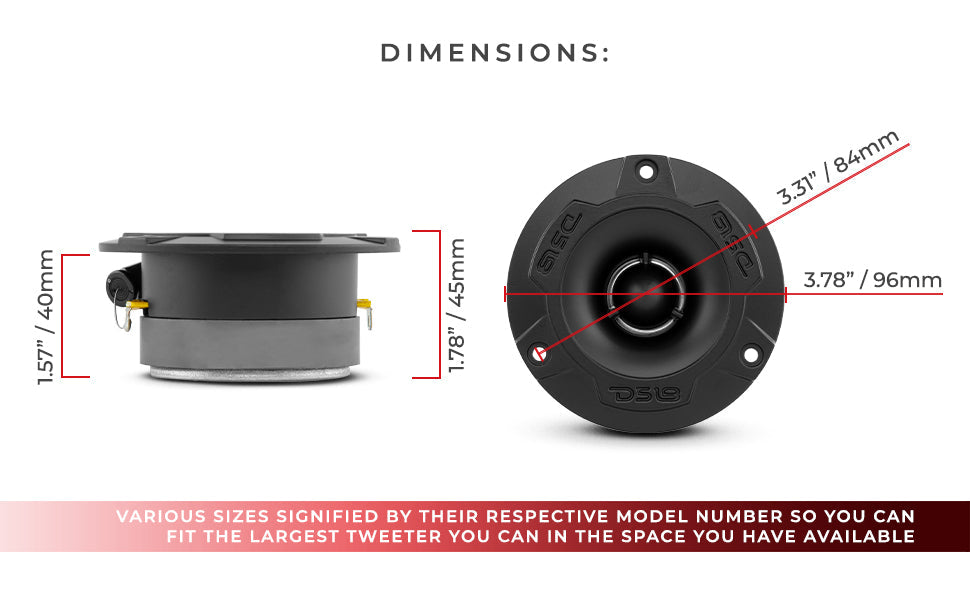 3.8" Super Bullet Tweeter 120W RMS 1" Aluminum 4-Ohm Vc - DS18
