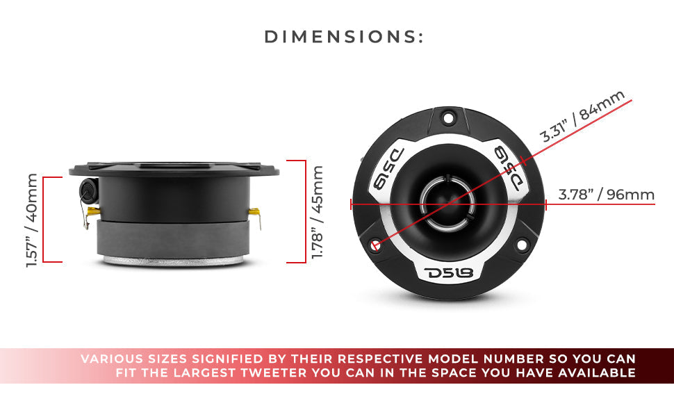 3.8" Super Bullet Tweeter 120W RMS 1" Aluminum 4-Ohm Vc - DS18