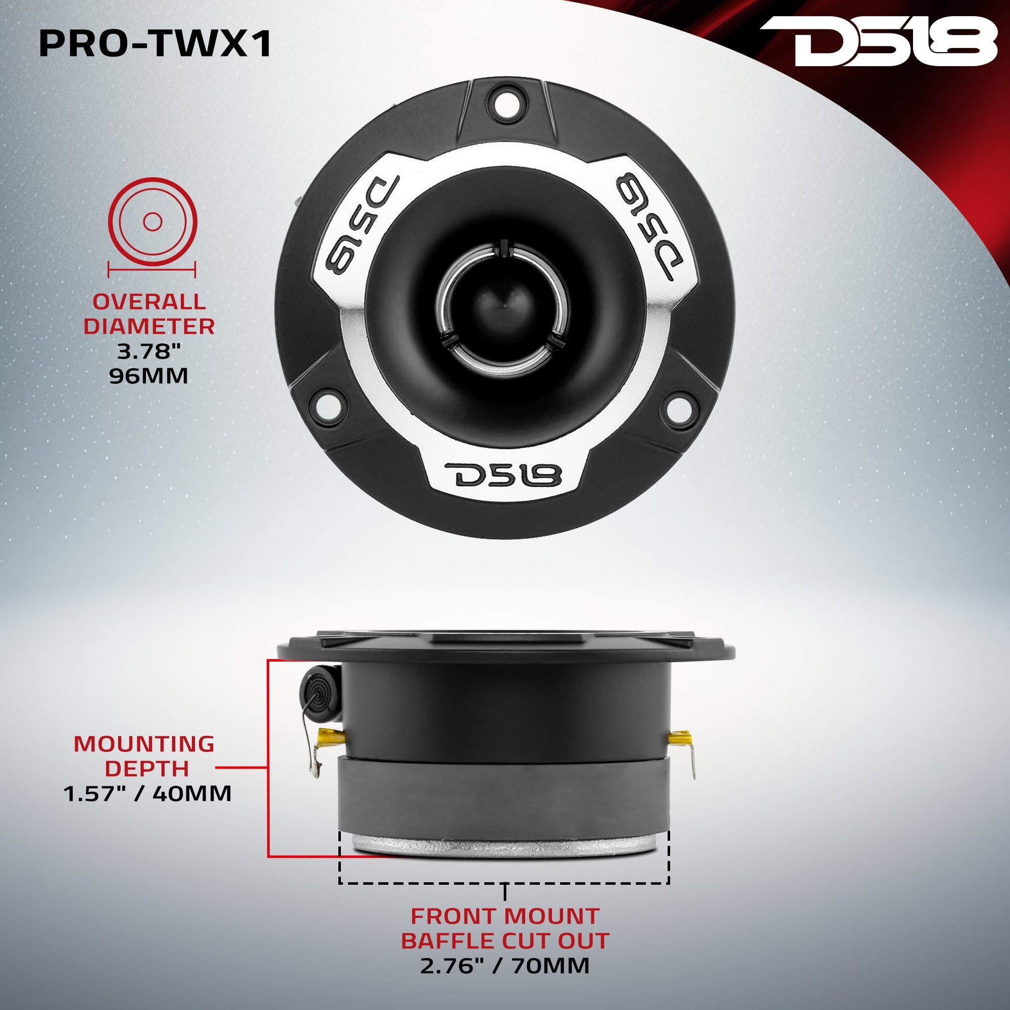 3.8" Super Bullet Tweeter 120W RMS 1" Aluminum 4-Ohm Vc - DS18