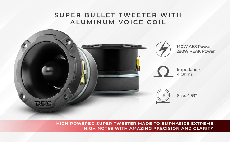 4.5" Super Bullet Tweeter 280 Watts 1.75" Titanium 4-Ohm Vc - DS18