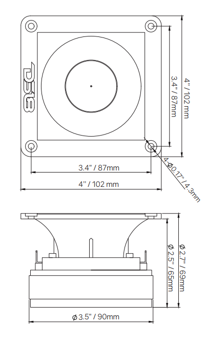 4" x 4" Super Bullet Tweeter 240 Watts 1.5" Titanium 8-Ohm Vc - DS18