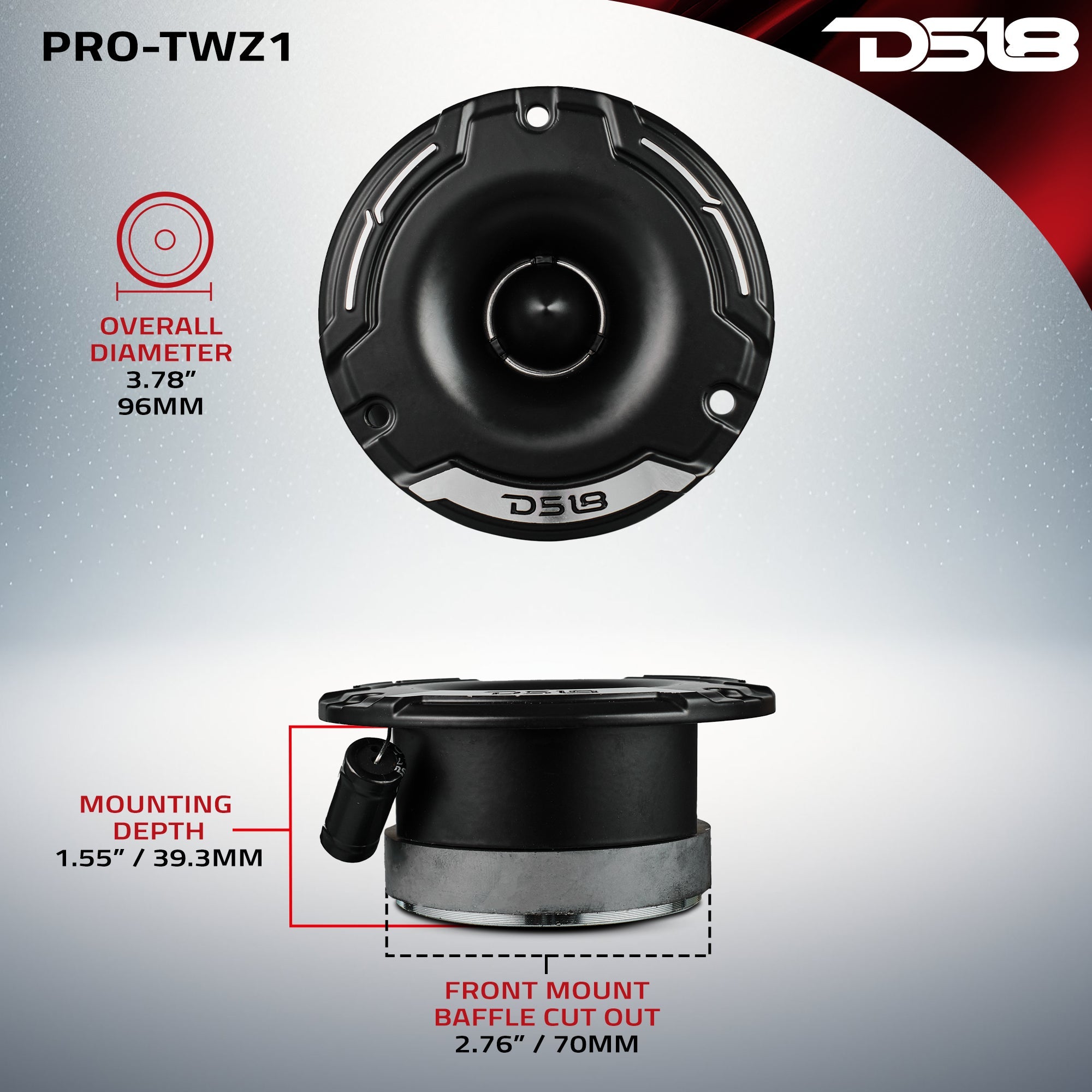 3.8" Super Bullet Compression Tweeter with 1" Aluminum Voice Coil | 100 Watts Rms 4-Ohm - DS18