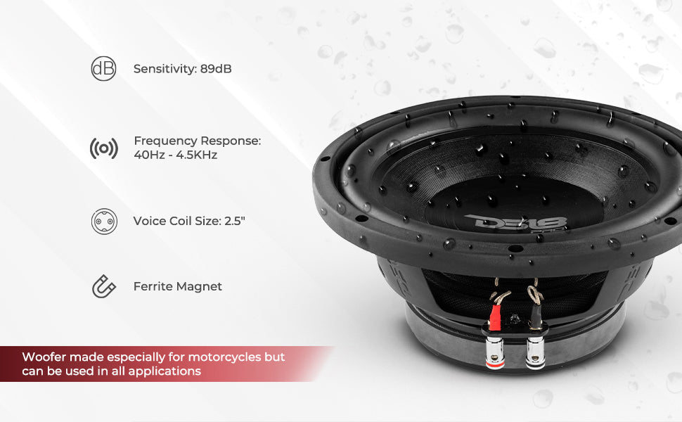 PRO 10" Water Resistant Woofer 350 Watts Rms 2-Ohm SVC - DS18