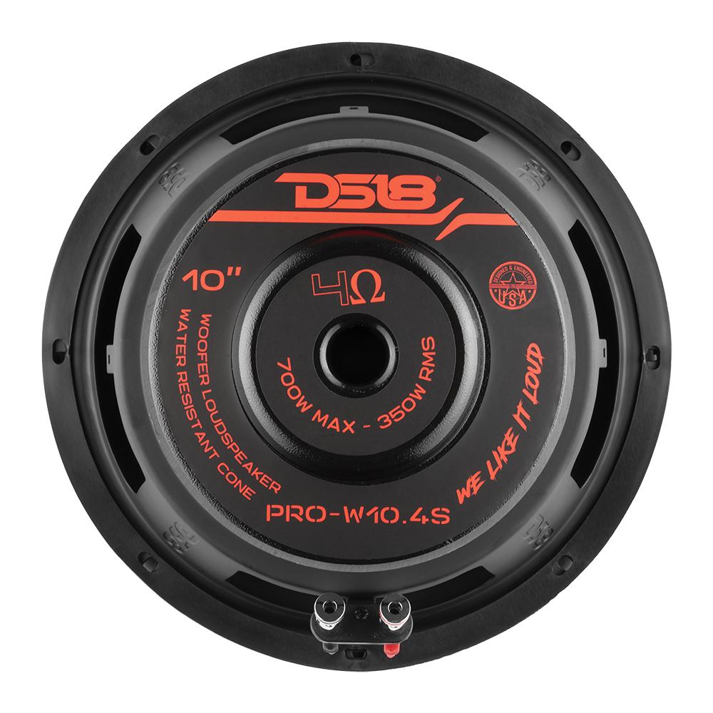 PRO 10" Water Resistant Woofer 350 Watts Rms 4-Ohm SVC - DS18