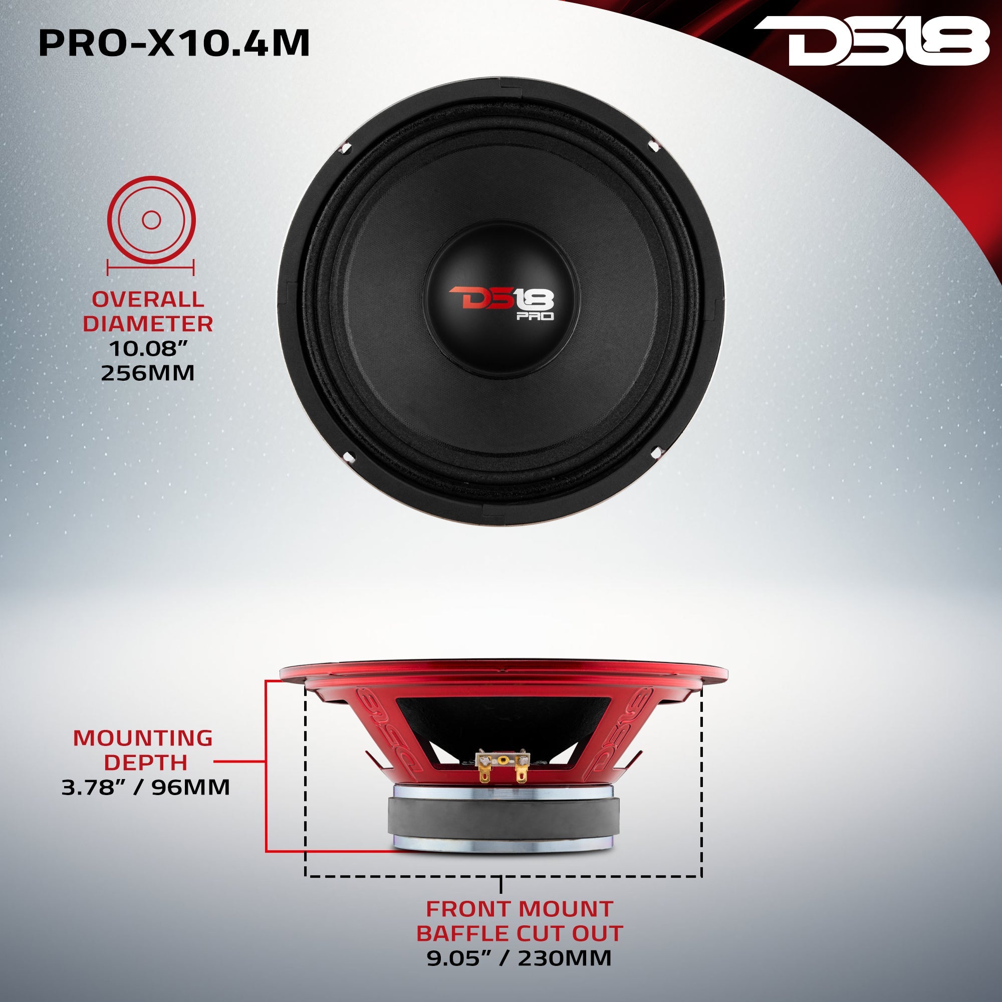 PRO-X 10" Mid-Range Loudspeaker 300 Watts Rms 4-Ohm - DS18
