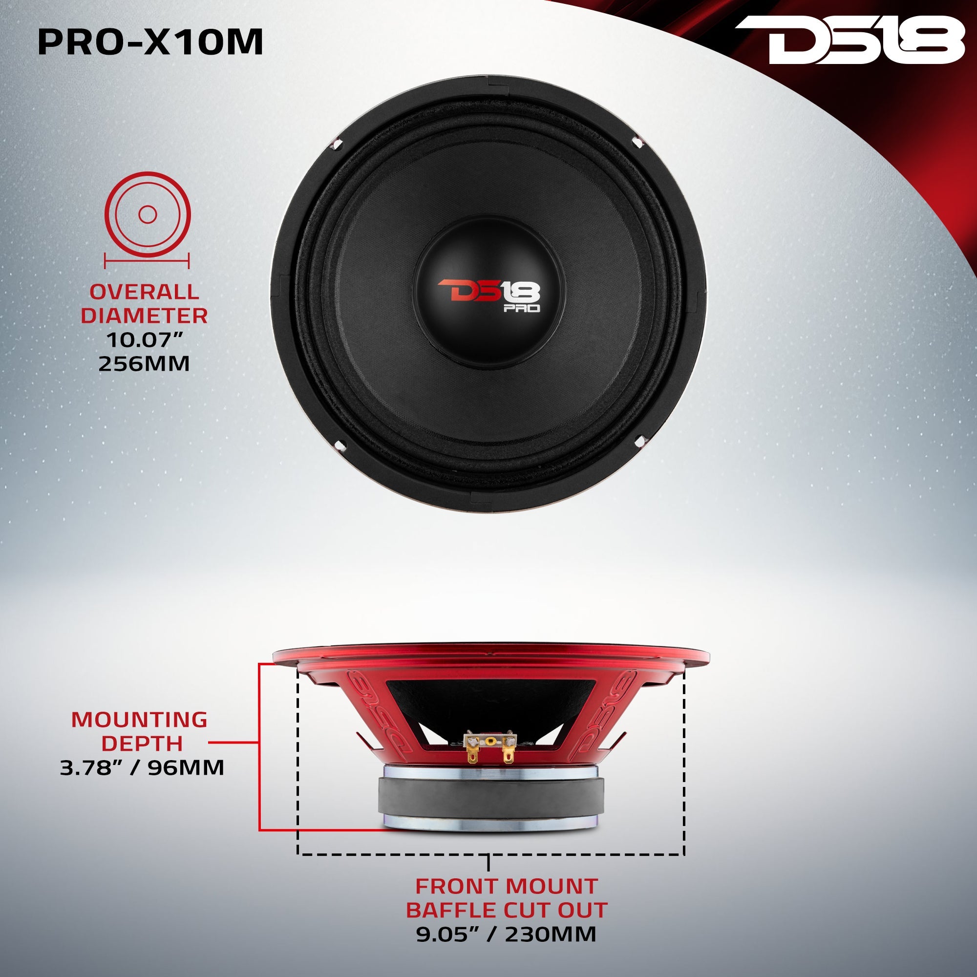 PRO-X 10" Mid-Range Loudspeaker 300 Watts Rms 8-Ohm - DS18