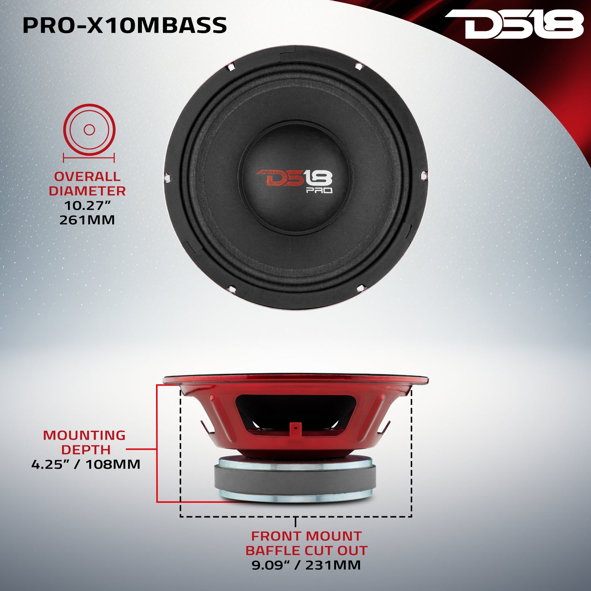 PRO-X 10" Mid-Bass Loudspeaker | 400W RMS 8-Ohm - DS18