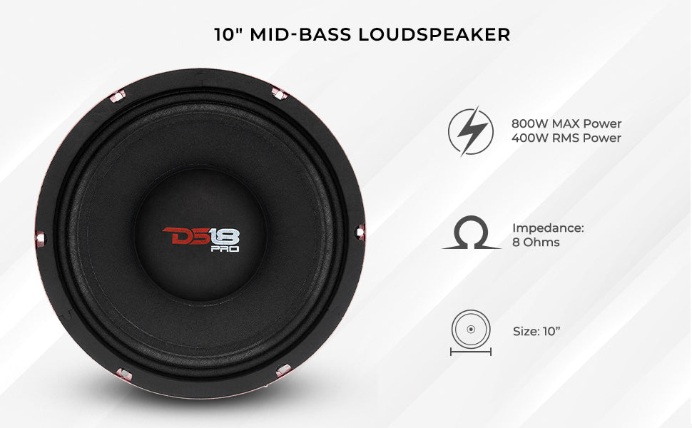 PRO-X 10" Mid-Bass Loudspeaker | 400W RMS 8-Ohm - DS18
