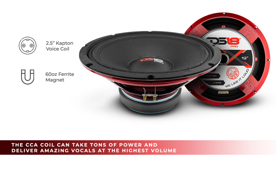 PRO-X 12" Mid-Range Loudspeaker 450 Watts Rms 4-Ohm - DS18