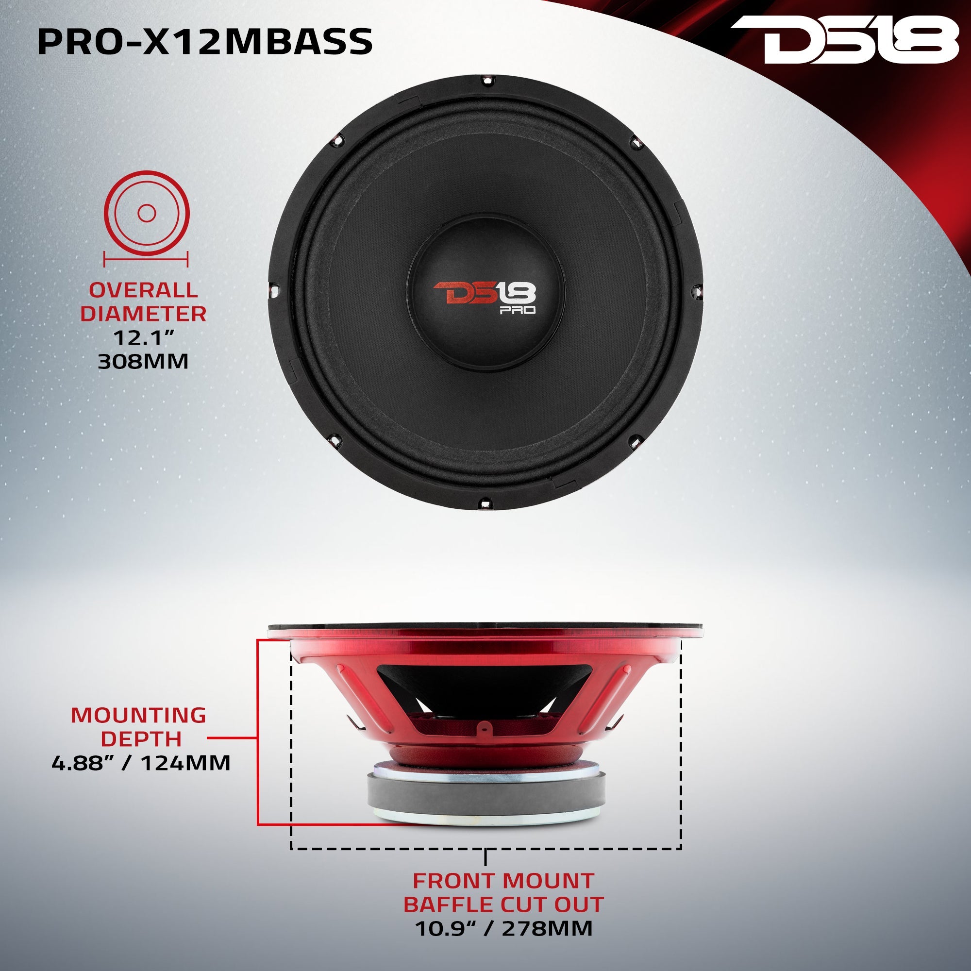 PRO-X 12" Mid-Bass Loudspeaker | 500W RMS 8-Ohm - DS18