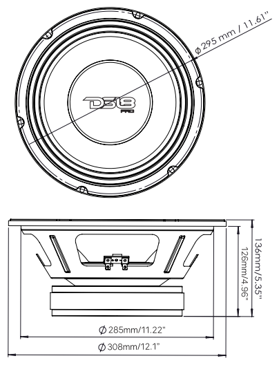 PRO-X 12" Mid-Range Loudspeaker 450 Watts Rms 8-Ohm - DS18