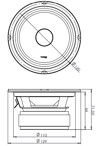 PRO-X 5.25" Mid-Range Loudspeaker with Bullet | 150W RMS 4-Ohm - DS18