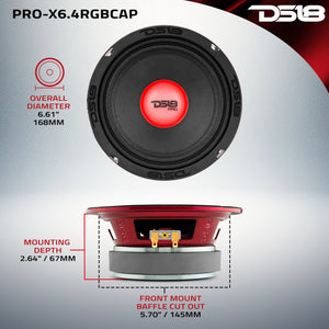 PRO-X 6.5" Mid-Range Loudspeaker with RGB Light Dust Cap 250 Watts Rms 4-Ohm - DS18