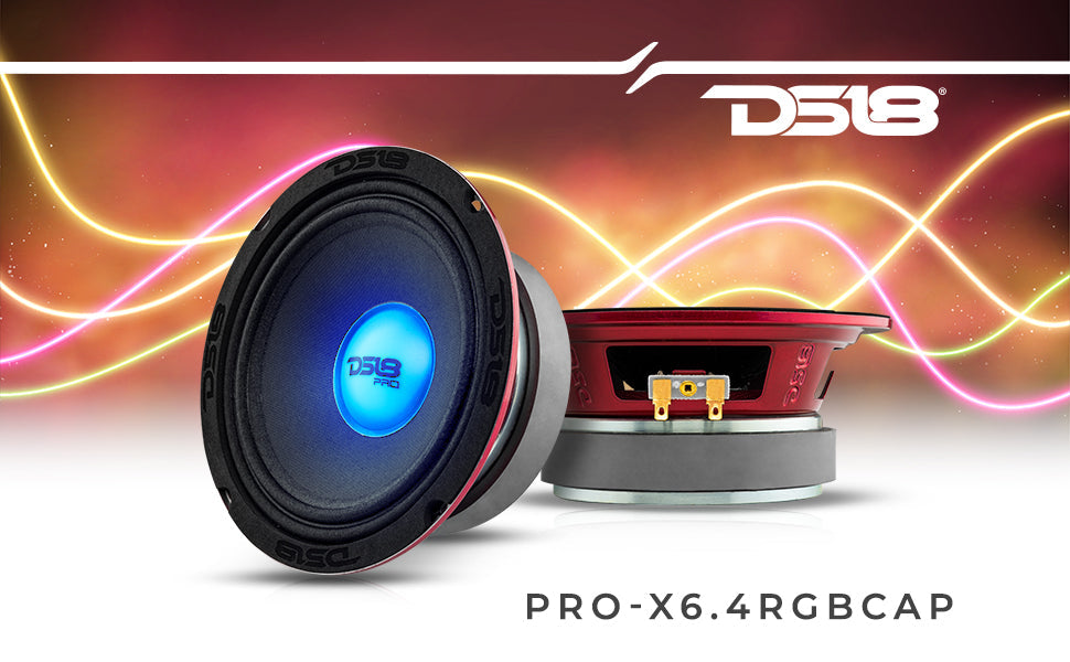 PRO-X 6.5" Mid-Range Loudspeaker with RGB Light Dust Cap 250 Watts Rms 4-Ohm - DS18