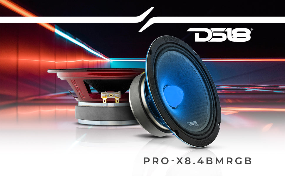 PRO-X 8" Mid-Range Loudspeaker with RGB Light Bullet 275 Watts Rms 4-Ohm - DS18