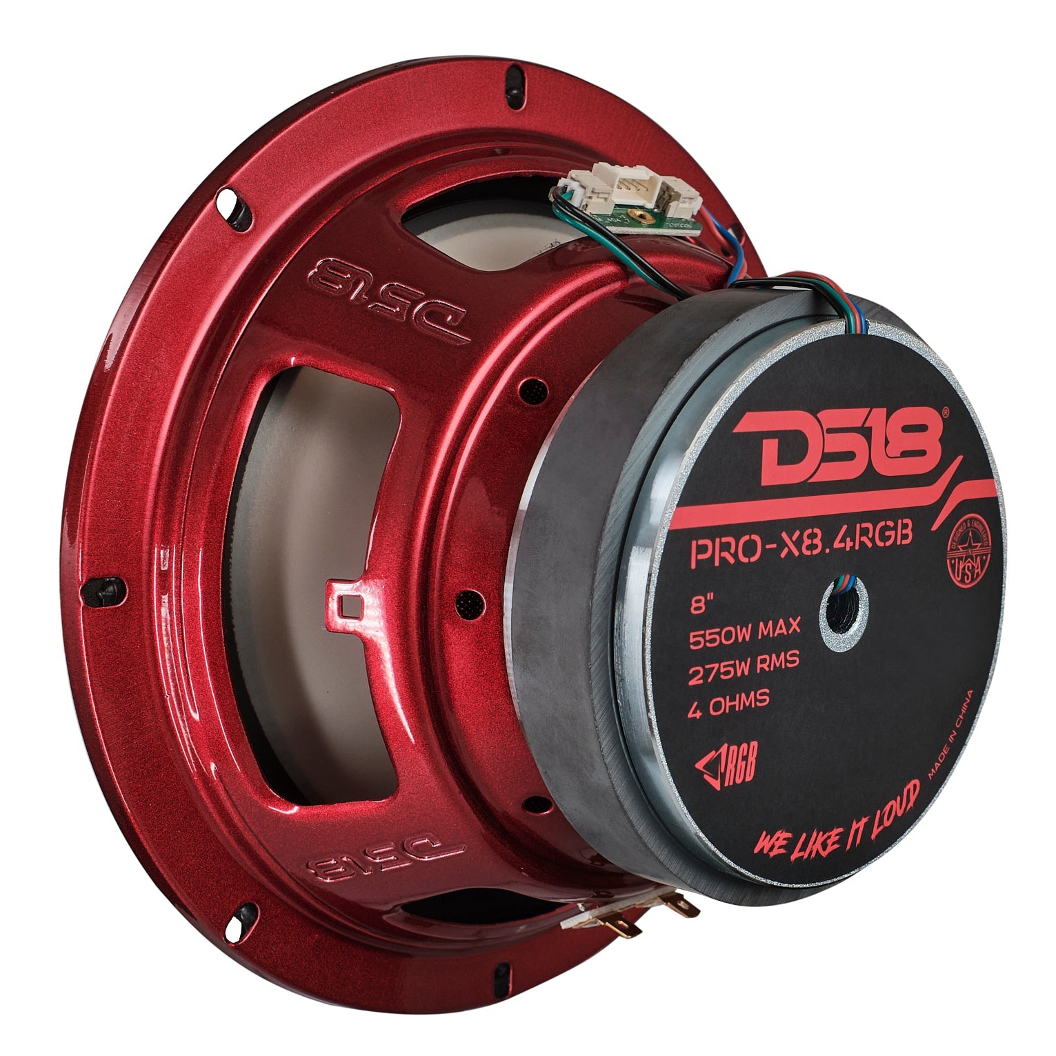 8" Mid-Range Loudspeaker with Dual RGB LED For Cone & Dust Cap 275 Watts 4-Ohm - DS18