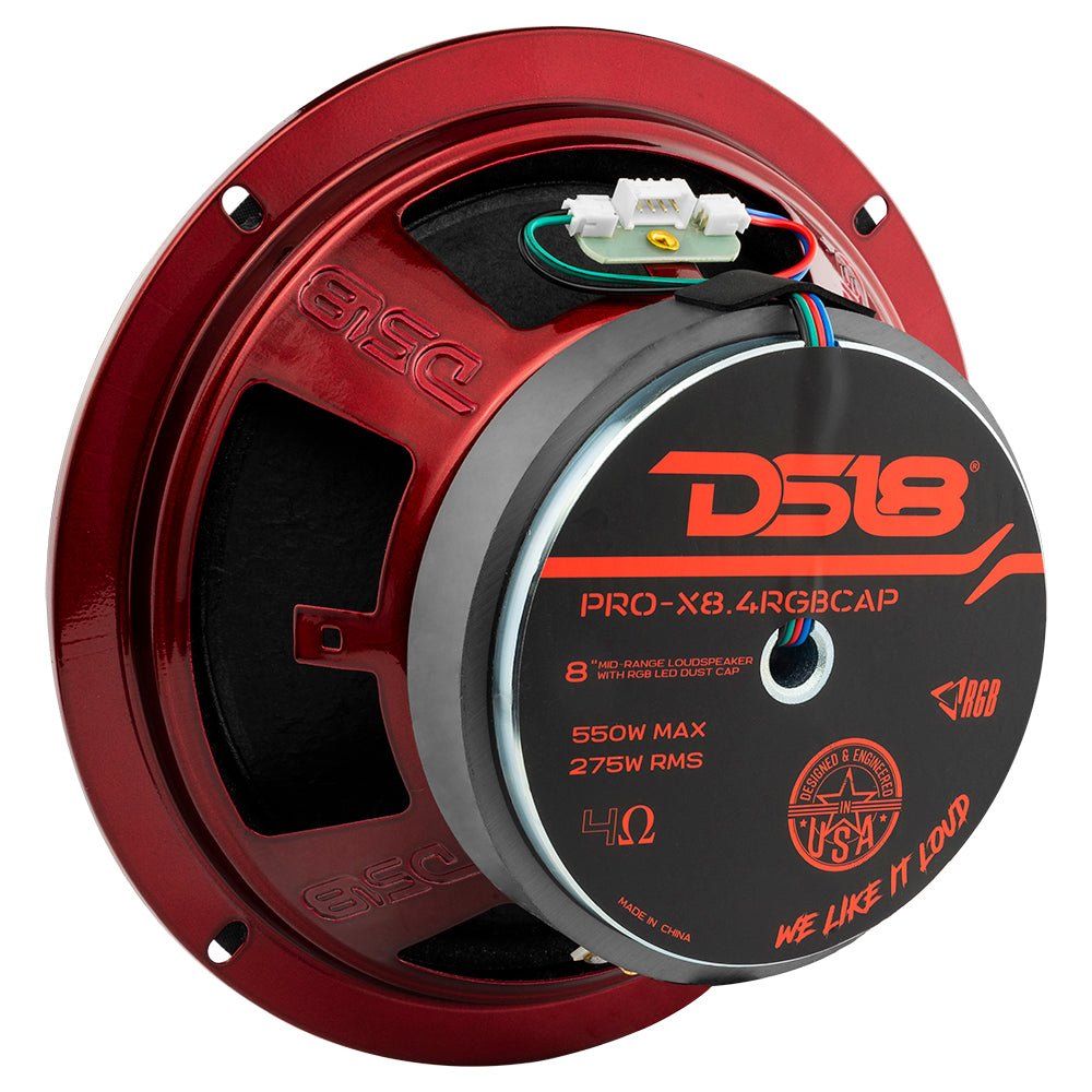 PRO-X 8" Mid-Range Loudspeaker with RGB Light Dust Cap 275 Watts Rms 4-Ohm - DS18