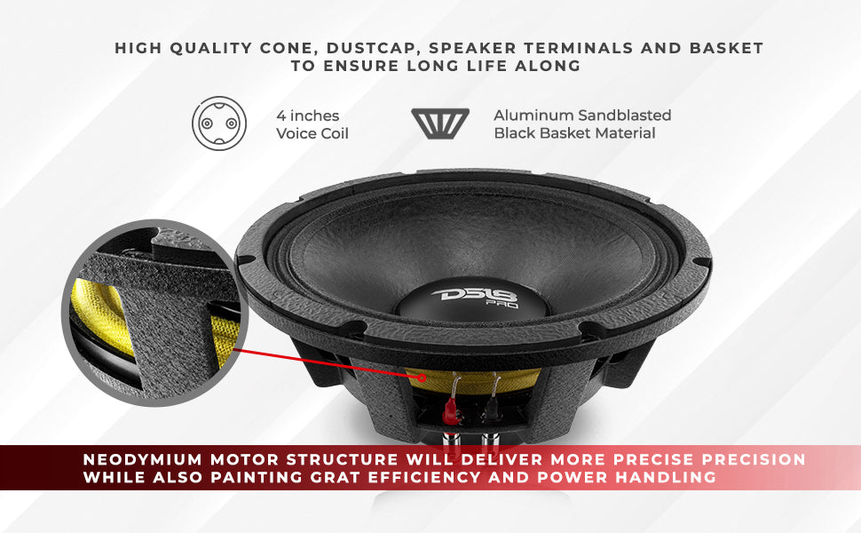 PRO 12" Neodymium Mid-Bass Loudspeaker 1000 Watts Rms 8-Ohm - DS18