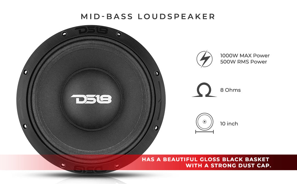 PRO-ZXI 10" Mid-Bass Loudspeaker With Neodymium/Ferrite Magnets 500 Watts Rms 8-Ohm - DS18