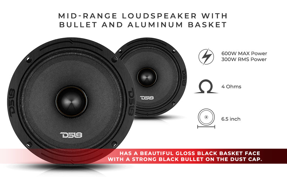 PRO-ZXI 6.5" Mid-Range Bullet Loudspeaker Neodymium/Ferrite Magnets | 300W RMS 4-Ohm - DS18
