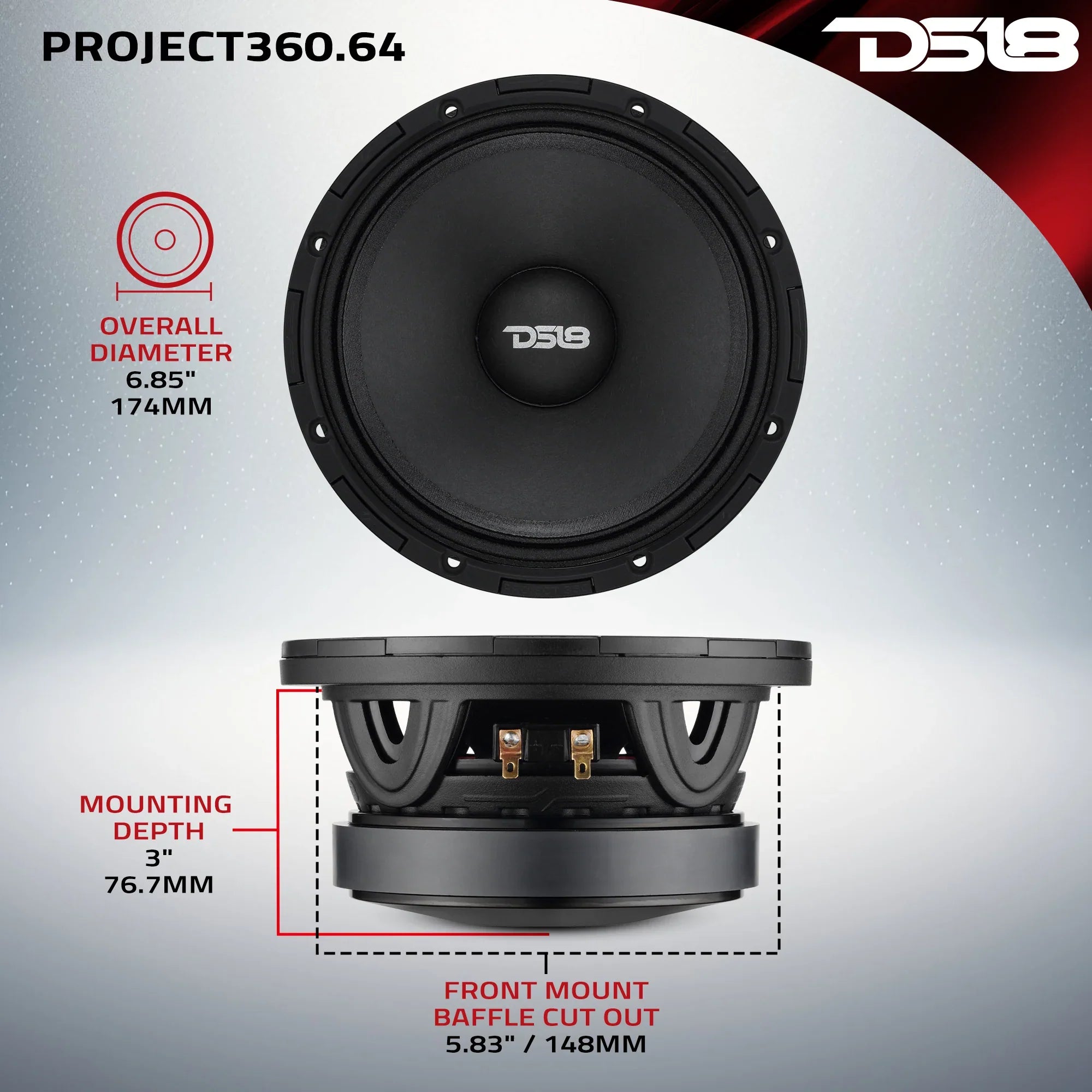 PROJECT360 - High-Sensitivity Mid-High Loudspeakers with Rotating Recone Design For Quick Repair 4-Ohm - DS18