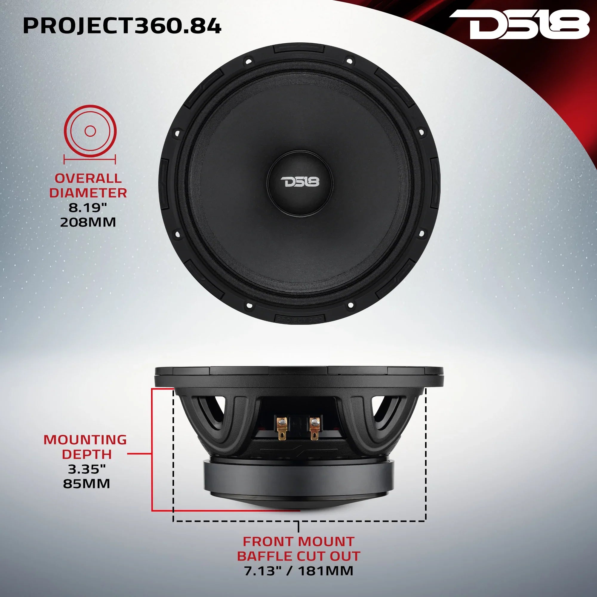 PROJECT360 - High-Sensitivity Mid-High Loudspeakers with Rotating Recone Design For Quick Repair 4-Ohm - DS18