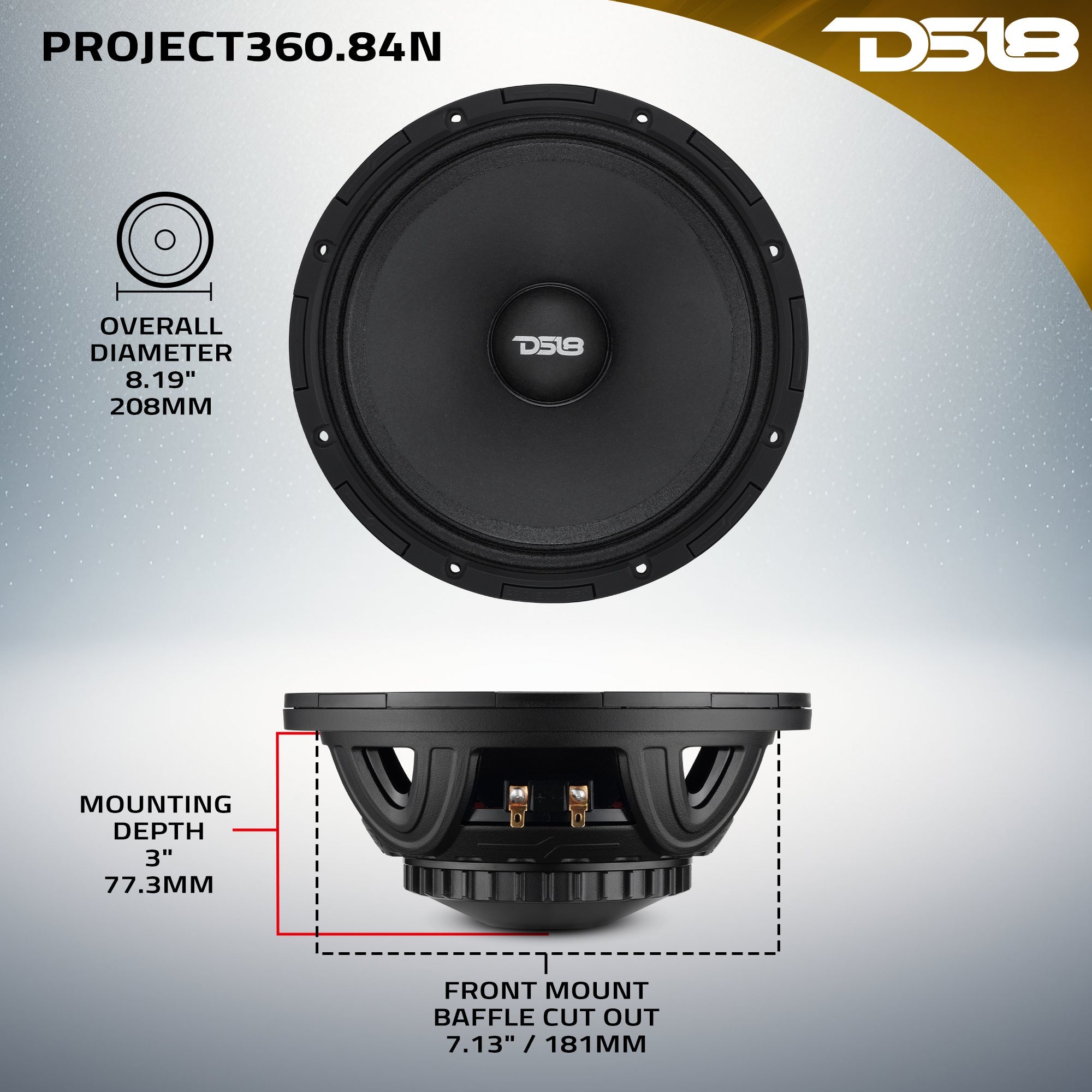 PROJECT360 - High-Sensitivity Mid-High Loudspeakers with Rotating Recone Design For Quick Repair 4-Ohm - DS18