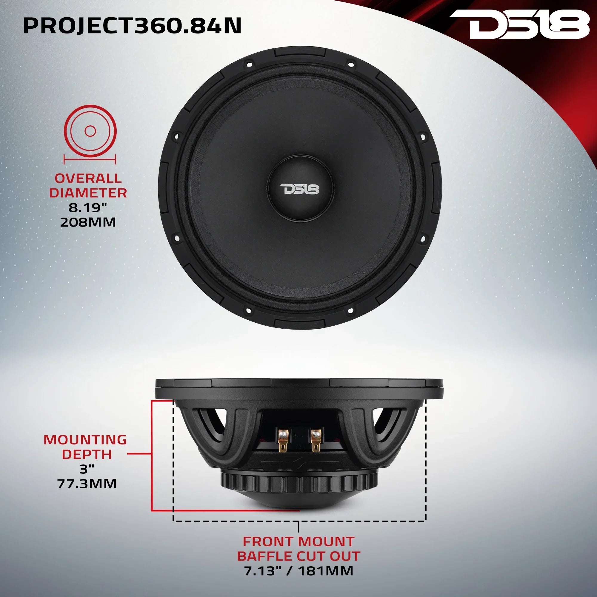 PROJECT360 - High-Sensitivity Mid-High Loudspeakers with Rotating Recone Design For Quick Repair 8-Ohm - DS18