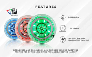 4.5" Super Bullet Tweeter 280 Watts 1.75" Titanium 4-Ohm Vc with RGB LED Lights - DS18