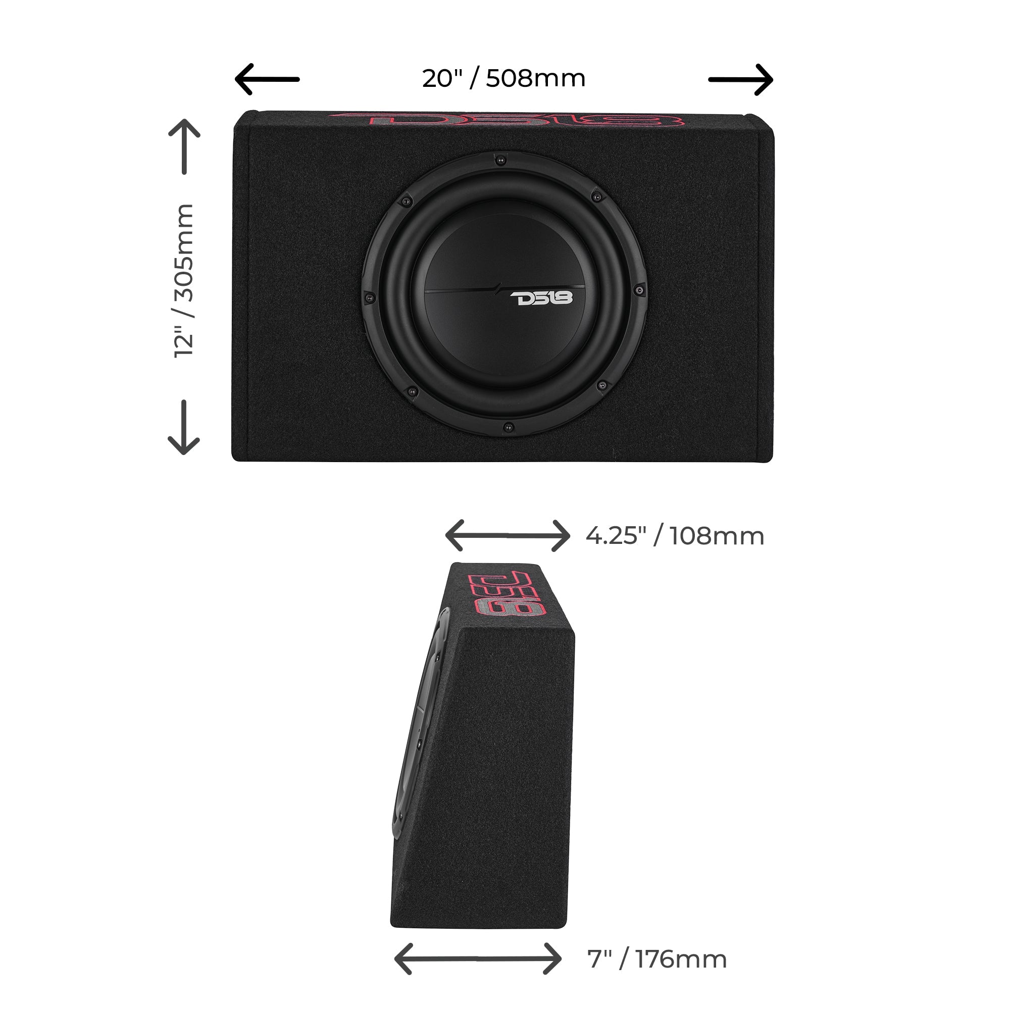 10” Shallow Subwoofer Enclosure for Pickup Trucks - DS18
