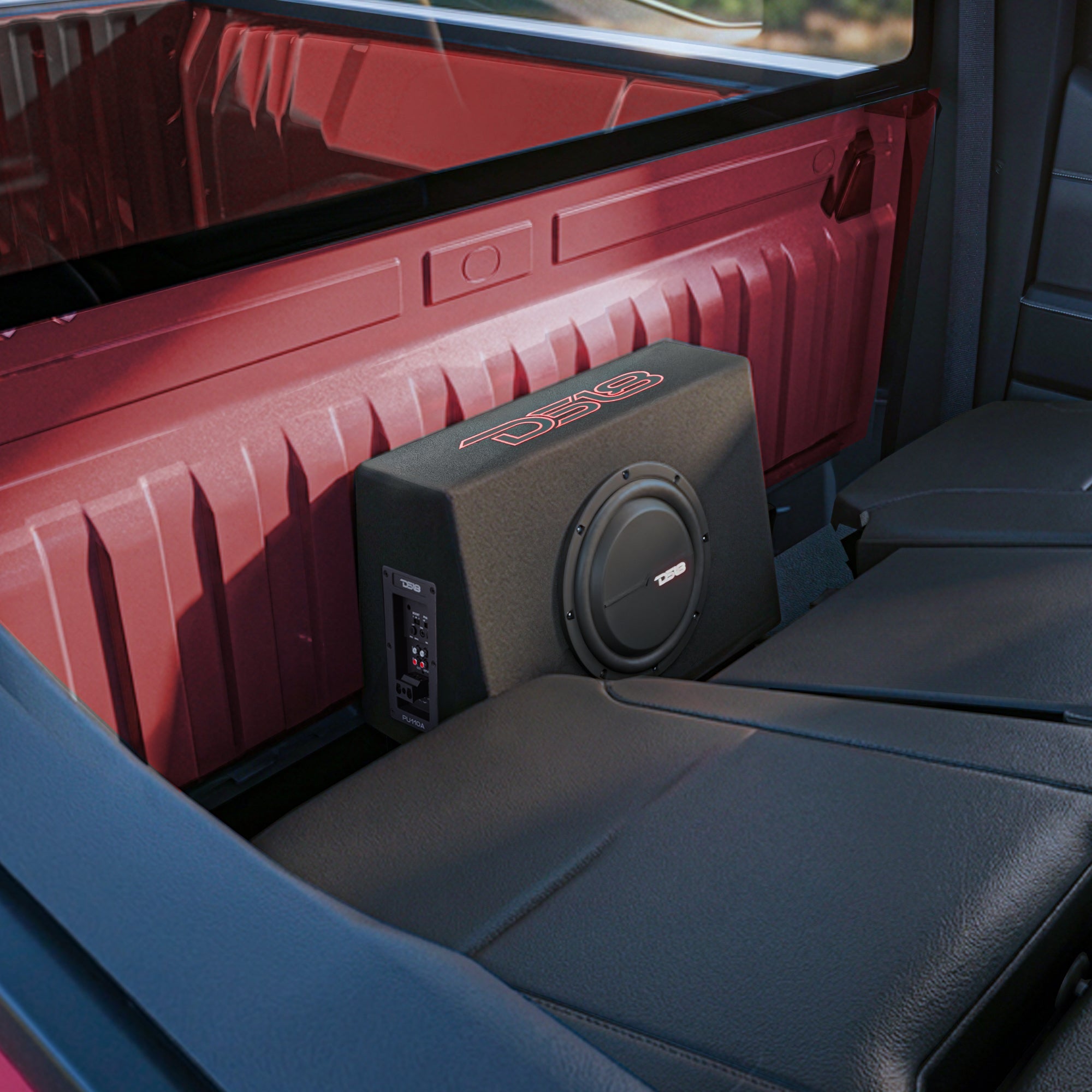 10” Amplified Shallow Subwoofer Enclosure for Pickup Trucks - DS18