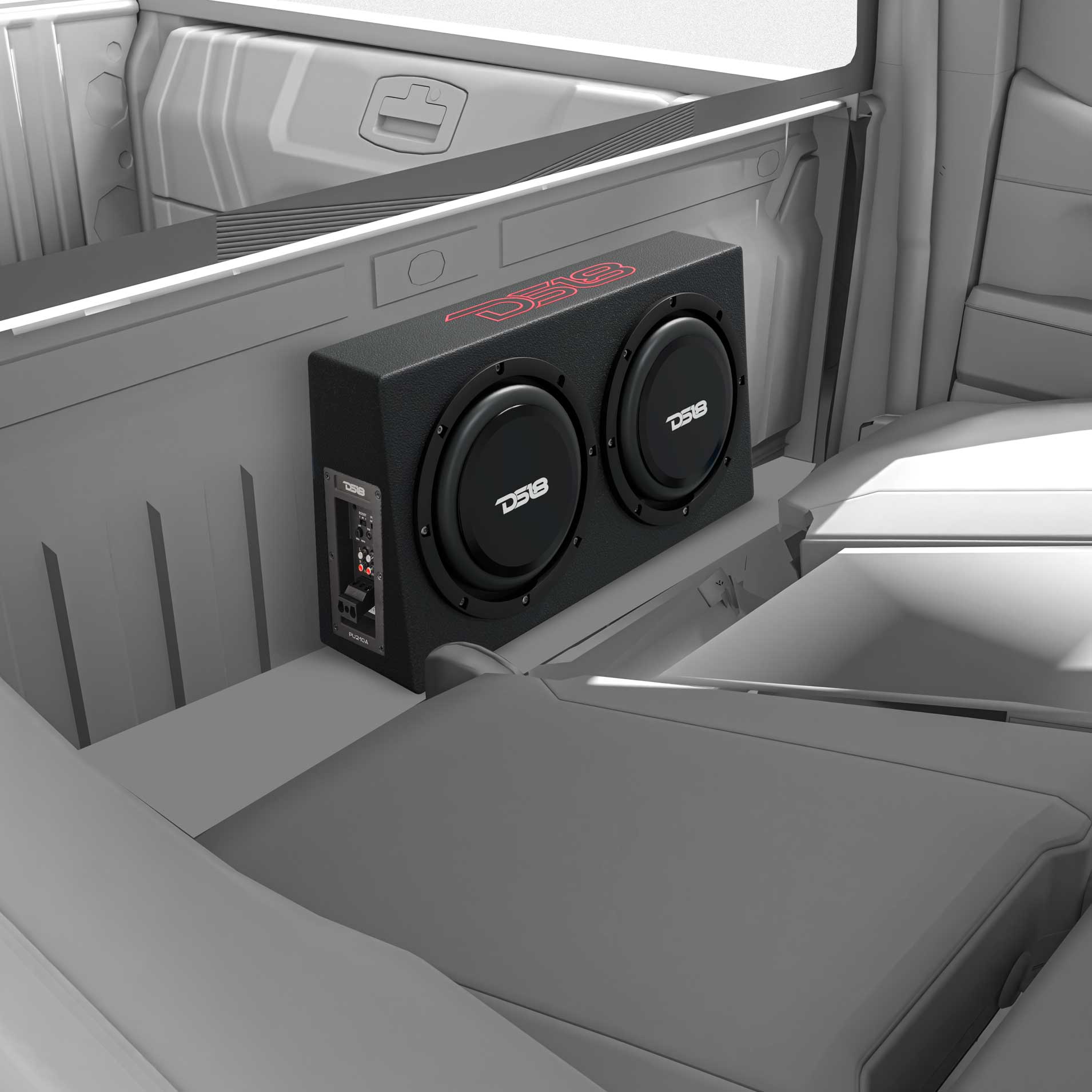 10" Active Subwoofer Shallow Enclosure with 10" Passive Subwoofer For Pickup Trucks - DS18