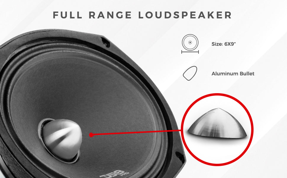 PRO 6x9" Neodymium Full-Range Bullet Loudspeaker 250 Watts Rms 4-Ohm - DS18