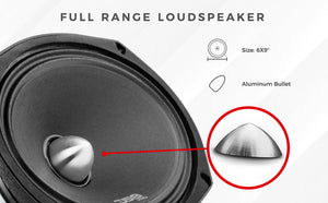 PRO 6x9" Neodymium Full-Range Bullet Loudspeaker 250 Watts Rms 4-Ohm - DS18