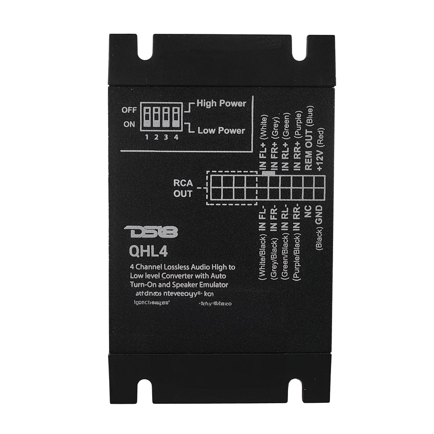 4-Channel Lossless Audio Line Output Converter with Auto Turn-On And Speaker Emulator - DS18