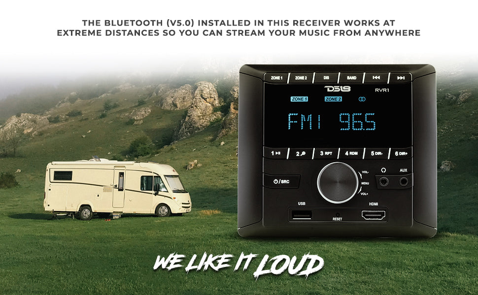 RV and Trailers Headunit 2.75" LCD screen , 2 Zones, 4 volts Output,HDMI, BT, RDS 4 X 50 Watts - DS18
