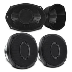 6x9” Hybrid Motorcycle Speaker Bundle – Slim 2-Way Loudspeakers + Sealed ABS Baffles (Pair) | IP65 Water-Resistant, High