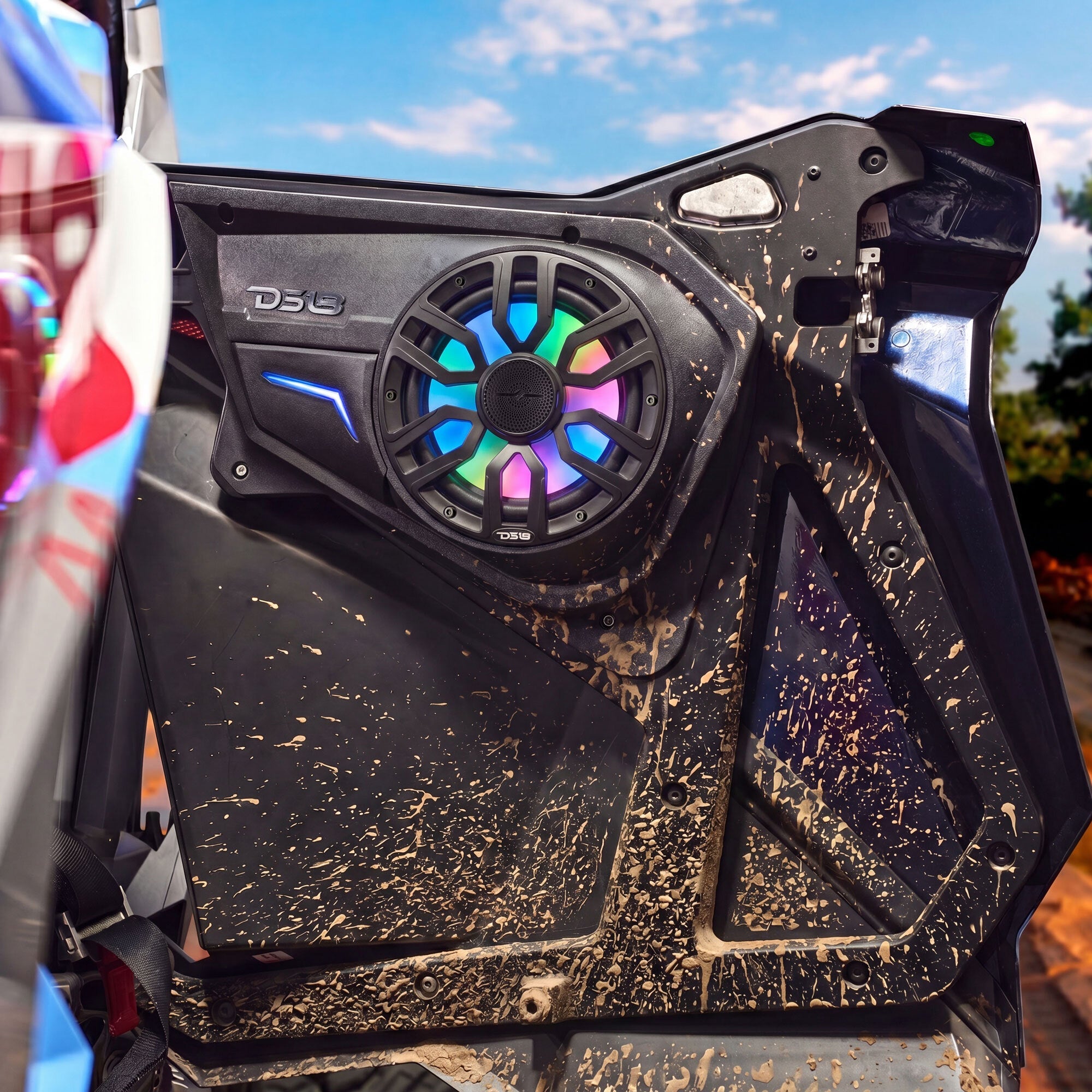 Polaris RZR Rear Door Panels Loaded with NXL-IQ/BK 8" Coaxial Speakers - DS18