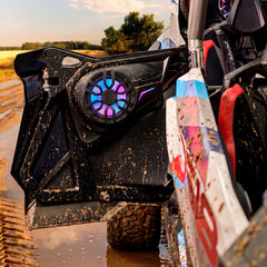 Polaris RZR Rear Door Panels Loaded with NXL-IQ/BK 8" Coaxial Speakers - DS18