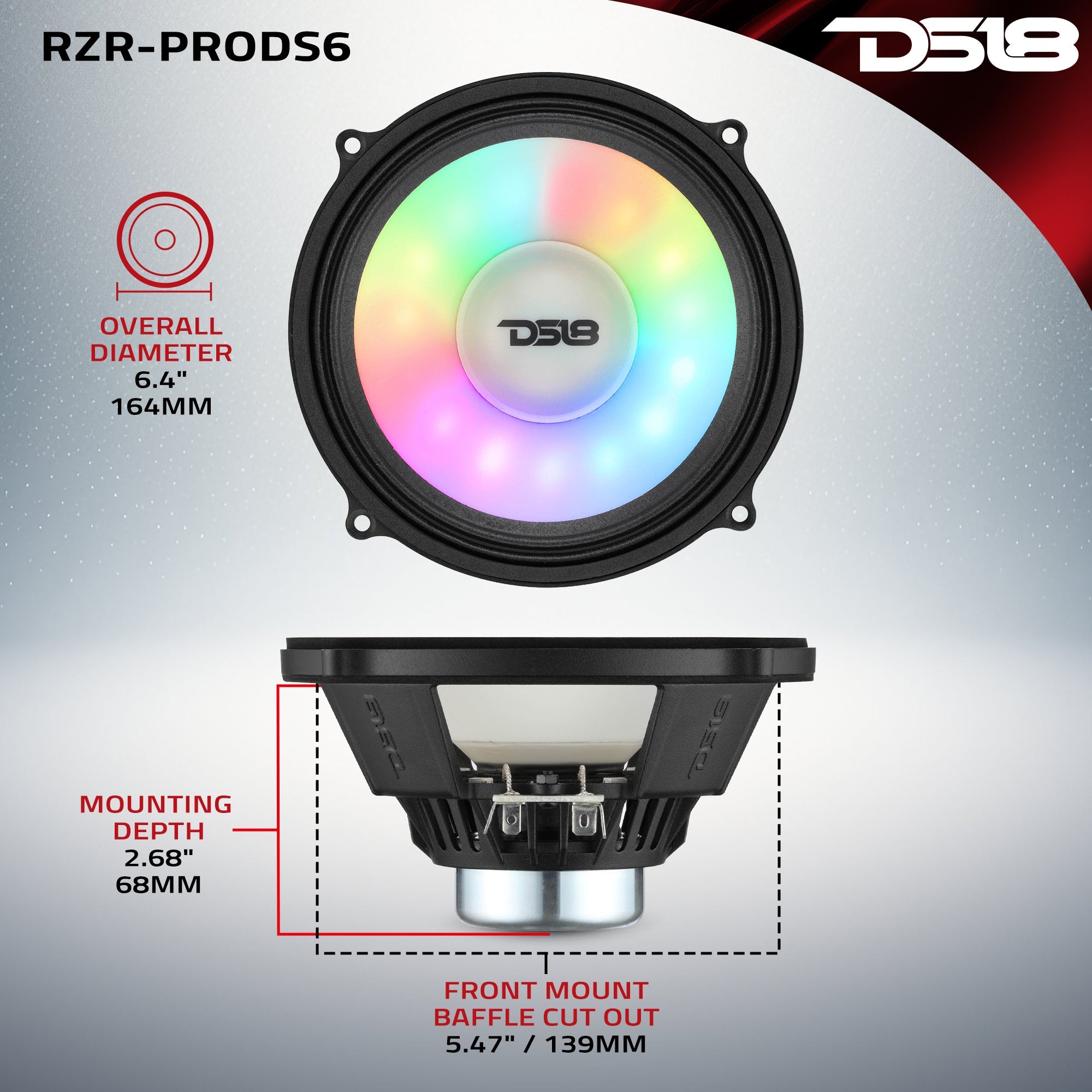 Polaris RZR-PRO 2020-Up 6.5" Dashboard Speakers with Digital LED Lighting – 150W RMS, Neodymium Magnet, OEM Fit - DS18