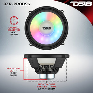 Polaris RZR-PRO 2020-Up 6.5" Dashboard Speakers with Digital LED Lighting – 150W RMS, Neodymium Magnet, OEM Fit - DS18