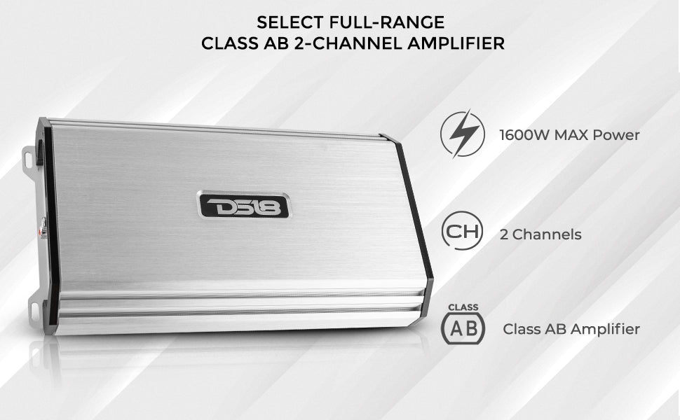 DS18 SELECT S-1600.2 Select Class AB 2 Channel Full Range Amplifier 1600 Watts - DS18