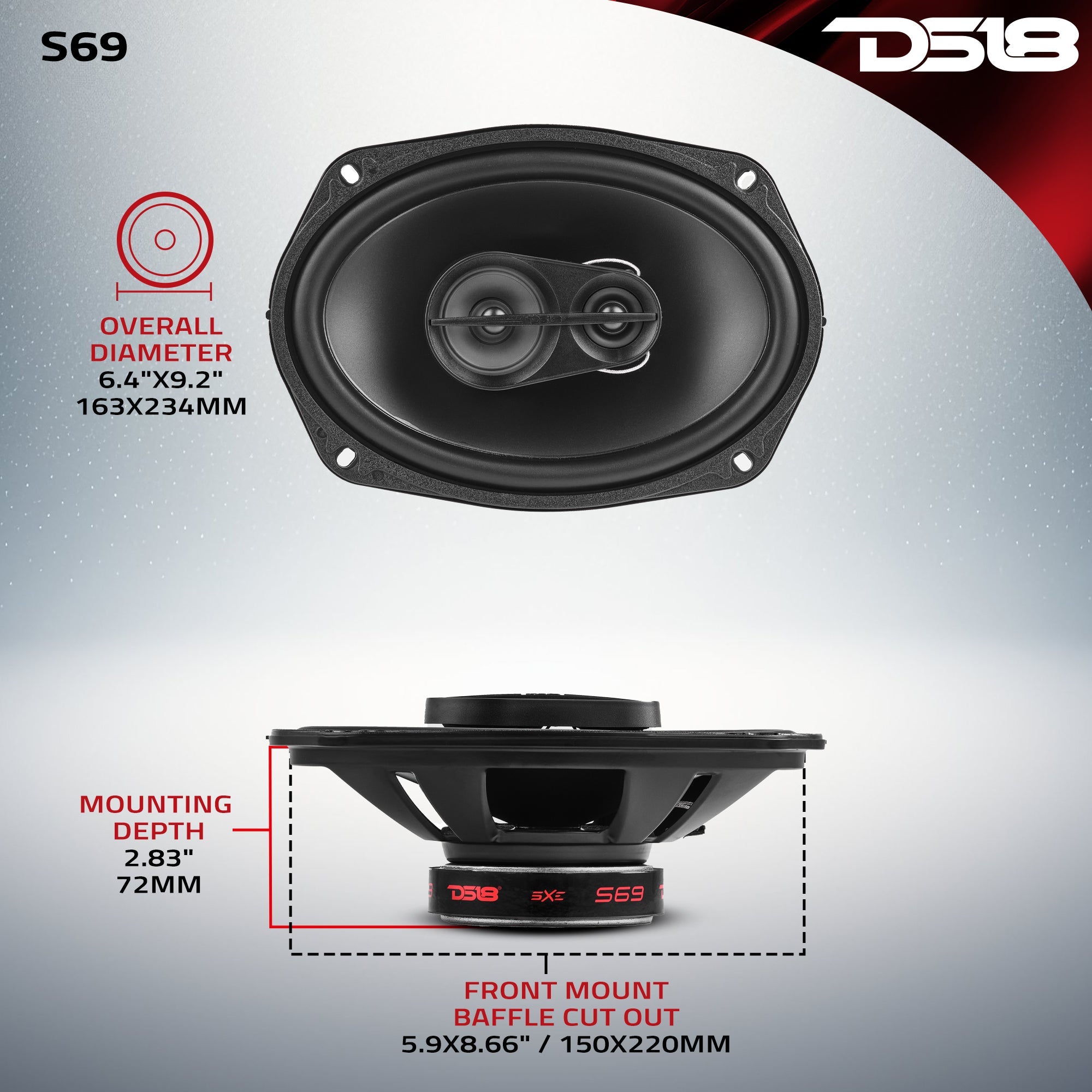 SELECT 6x9" 3-Way Coaxial Speaker | 240W RMS 4-Ohm - DS18