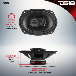 SELECT 6x9" 3-Way Coaxial Speaker | 240W RMS 4-Ohm - DS18