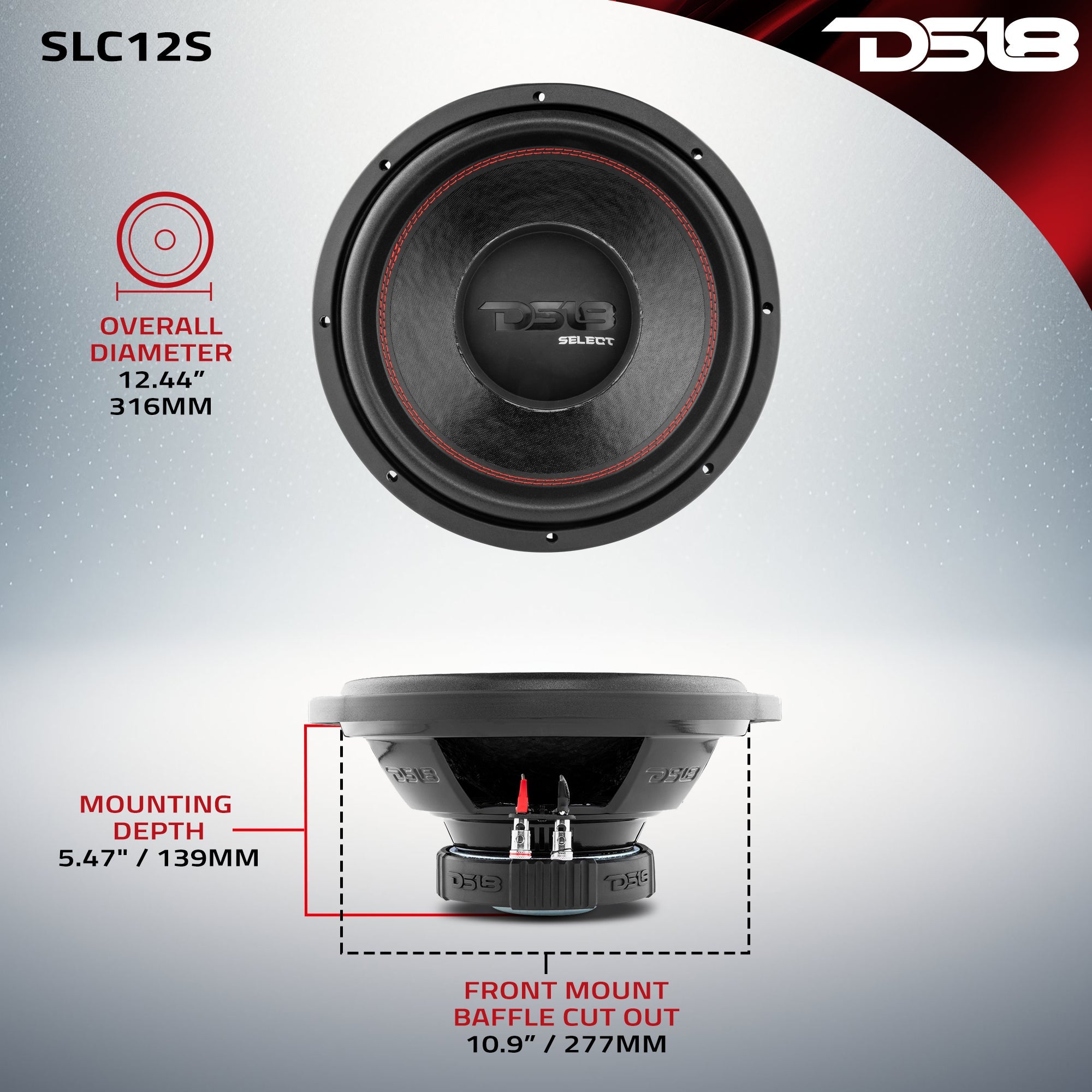 SELECT 12" Subwoofer 250 Watts Rms SVC 4-Ohm - DS18