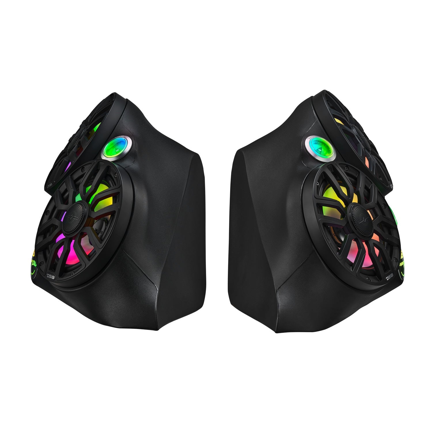 Polaris Slingshot Dual Front Fender 8” Loaded Speaker Pods with Digital LED Lighting - DS18